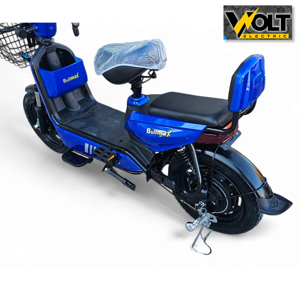 Двуместен електрически скутер велосипед с педали bullmax buzz 16" джанти, 750w, 12ah, син