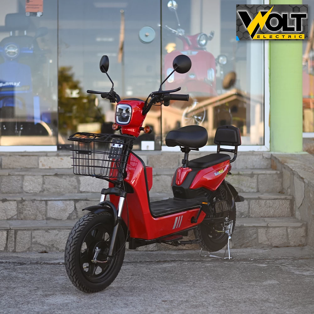 Двуместен електрически скутер велосипед с педали bullmax buzz 16" джанти, 750w, 12ah, червен