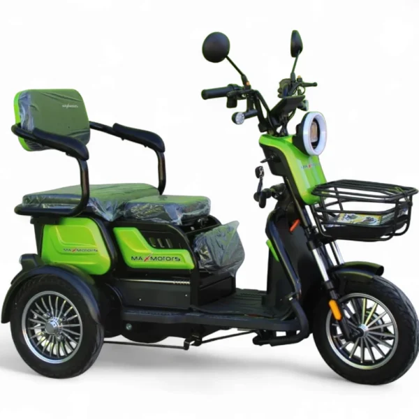 Електрическа триколка max motors x1 1500w, 48v, 20ah, зелен металик