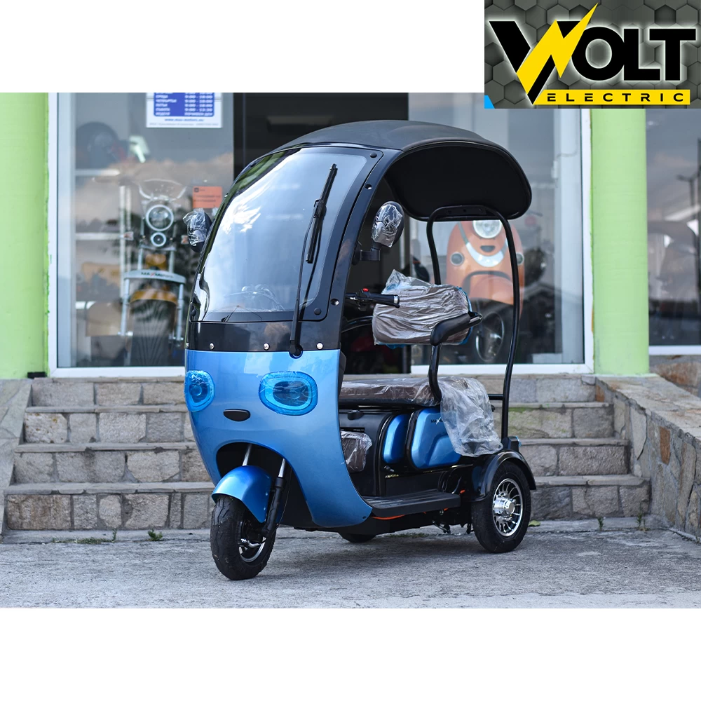 Електрическа триколка с покрив max motors apple blue 1500w, 48v, 20ah, 2+1 места