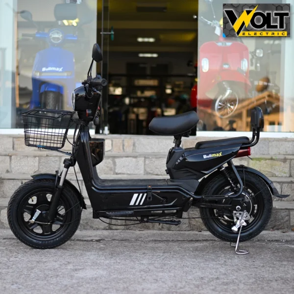 Двуместен електрически скутер велосипед с педали bullmax buzz 16" джанти, 750w, 12ah, черен лак
