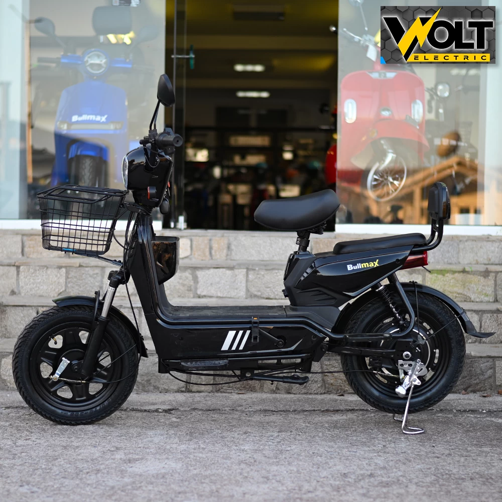 Двуместен електрически скутер велосипед с педали bullmax buzz 16" джанти, 750w, 12ah, черен лак