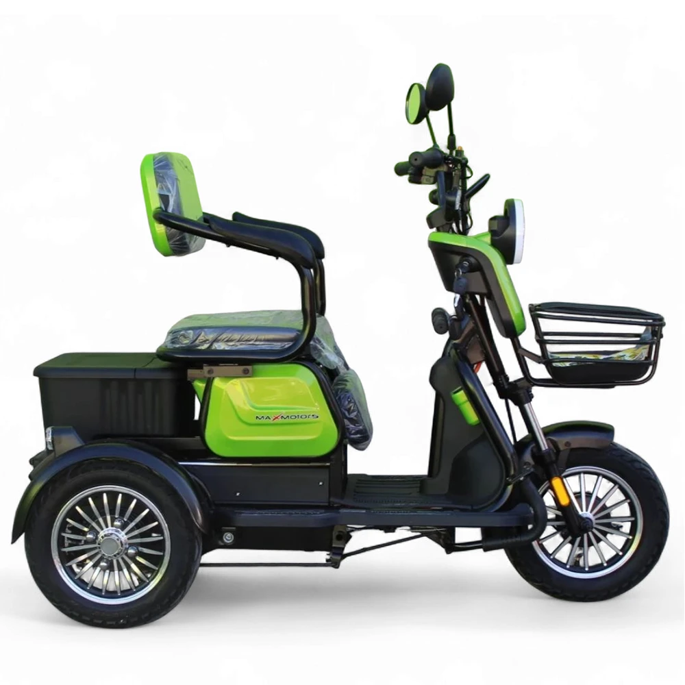 Електрическа триколка max motors x1 1500w, 48v, 20ah, зелен металик