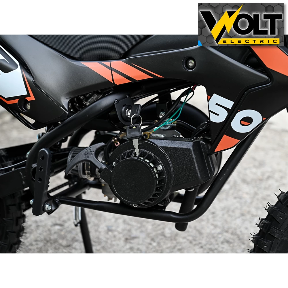 Детски бензинов кросов мотор, 50cc, dirt bike, двутактов двигател, оранжев