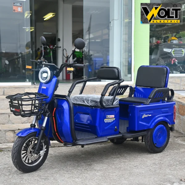 Двуместна cargo електрическа триколка bullmax a10 ce, 60v, 2800w, 20ah, синя