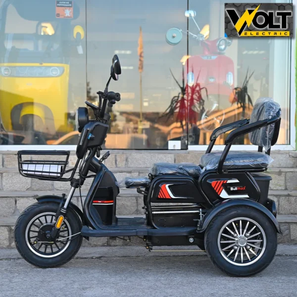 Триместна електрическа триколка bullmax c1 max 1500w, с офроуд 10'' гуми, черна