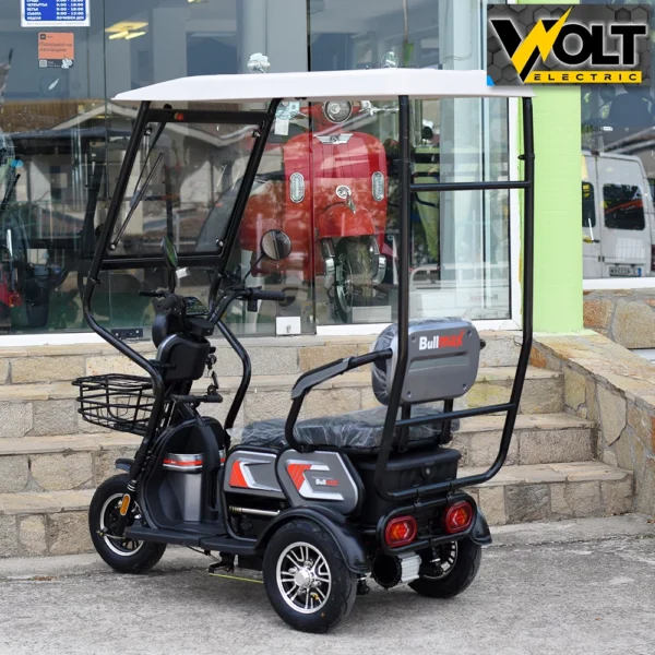 Триместна електрическа триколка bullmax c1 1500w, 20ah, с покрив и страници подарък