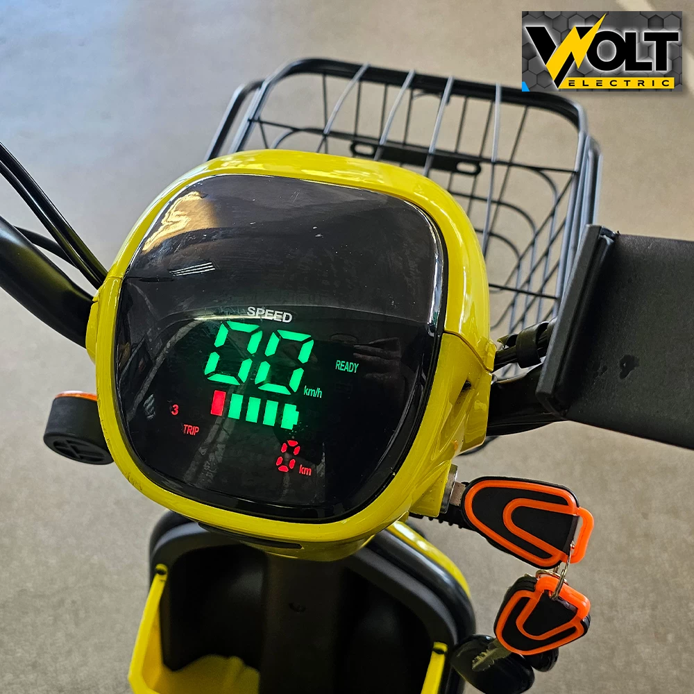 Двуместен електрически скутер велосипед с педали bullmax buzz 16" джанти, 750w, 12ah, жълт