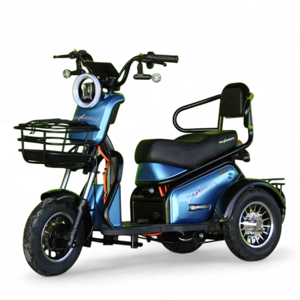 Двуместна електрическа триколка за възрастни max motors pudding 1800w, 48v, 20ah, ce сертификат