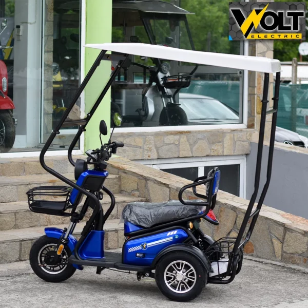 Електрическа триколка volt electric pudding с покрив и страници, 1800w, blue