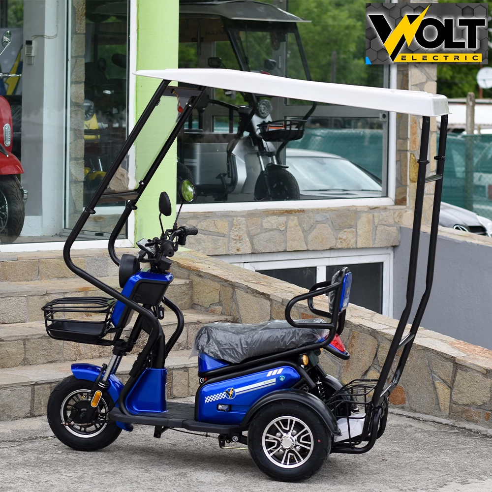 Електрическа триколка volt electric pudding с покрив и страници, 1800w, blue