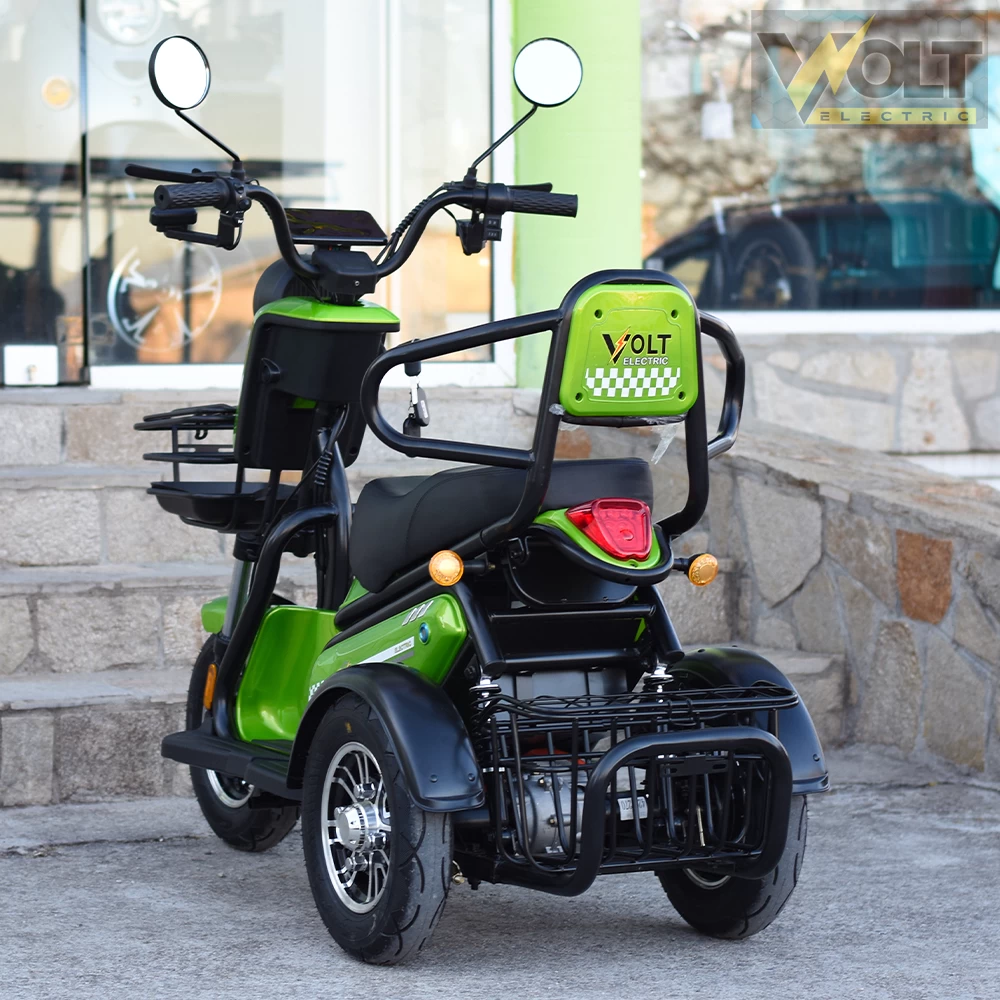Двуместна електрическа триколка volt electric pudding pro, 1800w, зелена