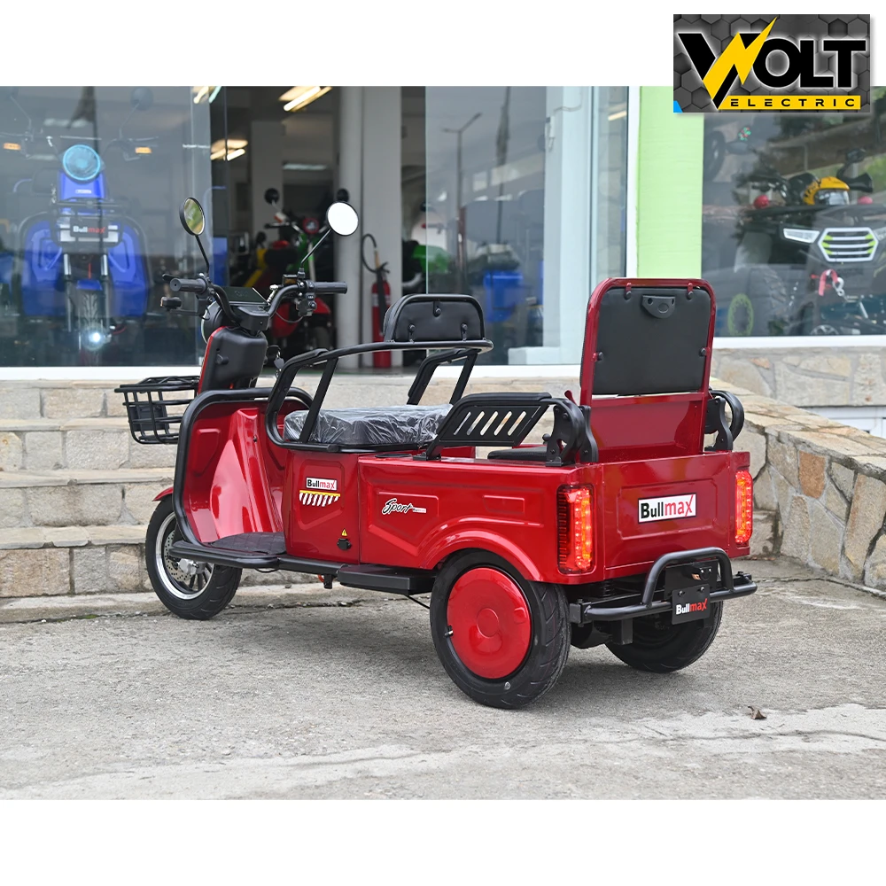 Двуместна cargo електрическа триколка bullmax a10 ce, 60v, 2800w, 20ah, червена