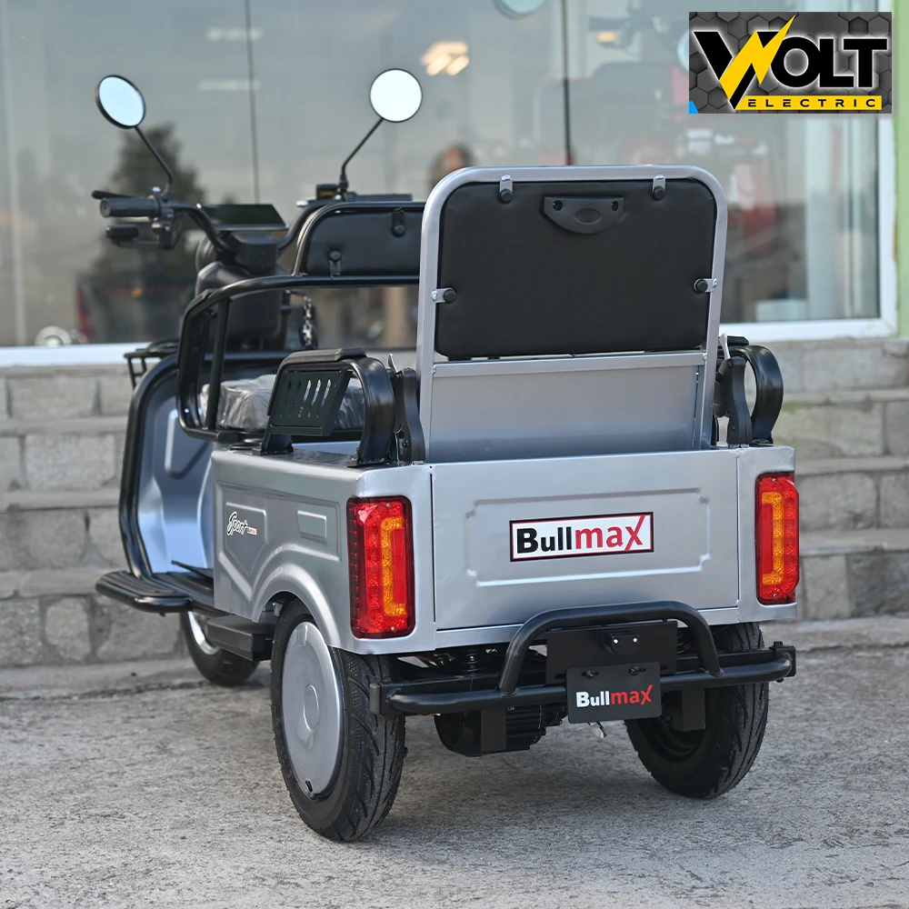 Двуместна cargo електрическа триколка bullmax a10 ce, 60v, 2800w, 20ah, сив металик