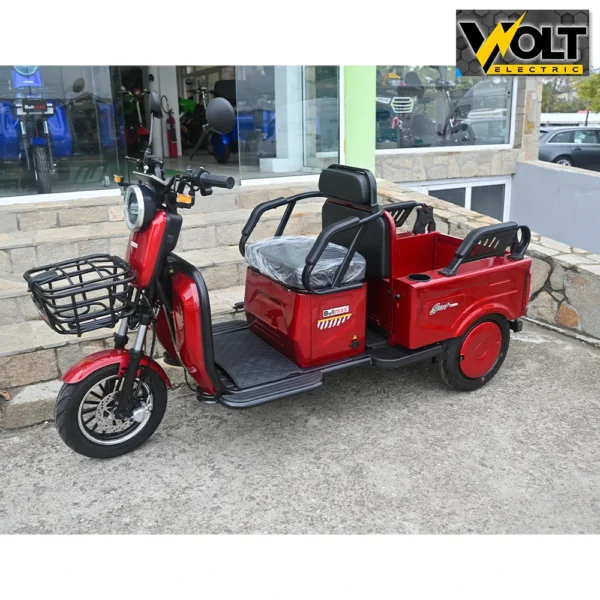 Двуместна cargo електрическа триколка bullmax a10 ce, 60v, 2800w, 20ah, червена