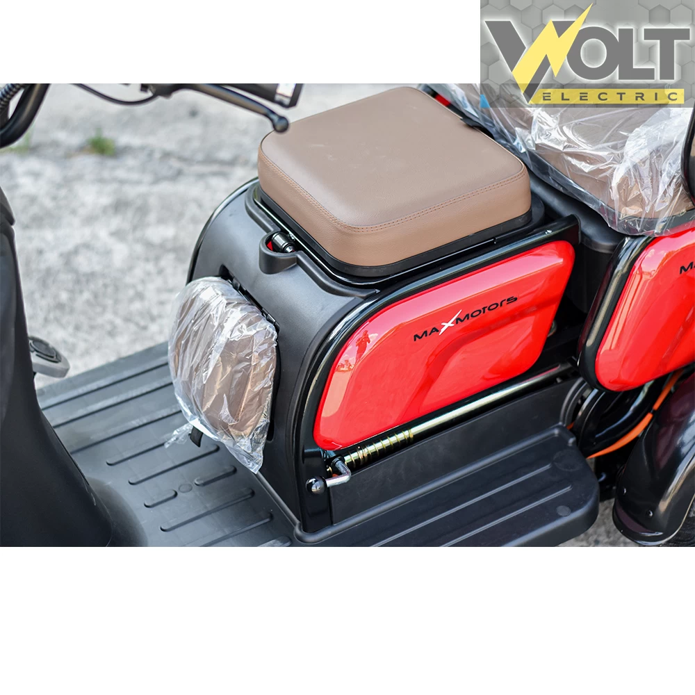 Електрическа триколка с покрив max motors apple red 1500w, 48v, 20ah, 2+1 места