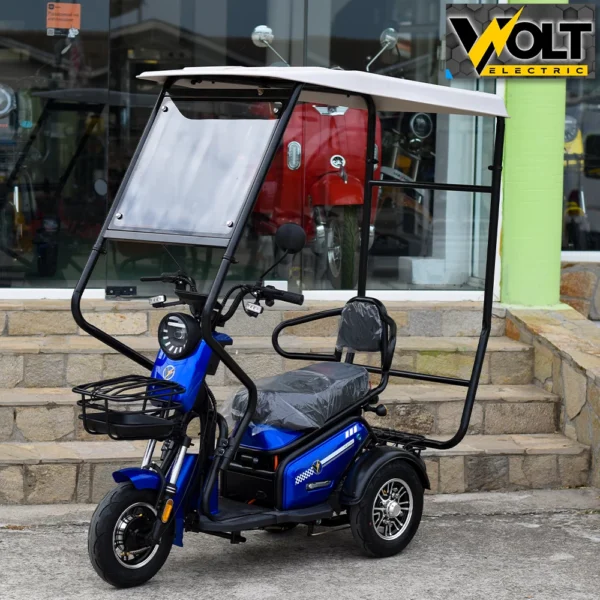Електрическа триколка volt electric pudding с покрив и страници, 1800w, blue