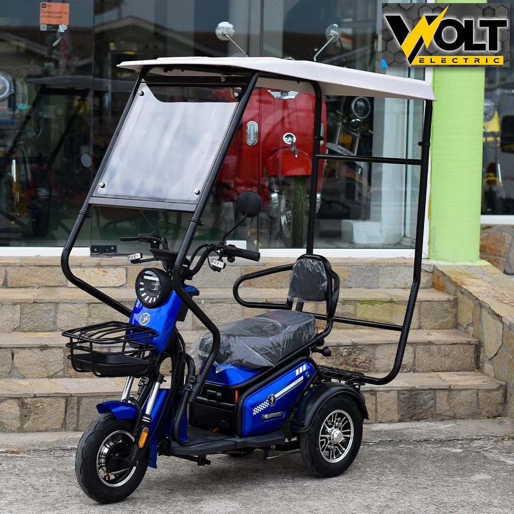 Електрическа триколка volt electric pudding с покрив и страници, 1800w, blue
