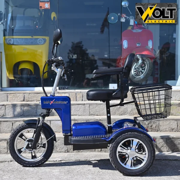 Електрическа триколка, задно предаване, лукс кресло, max motors a6 lux+, 1000w, синя