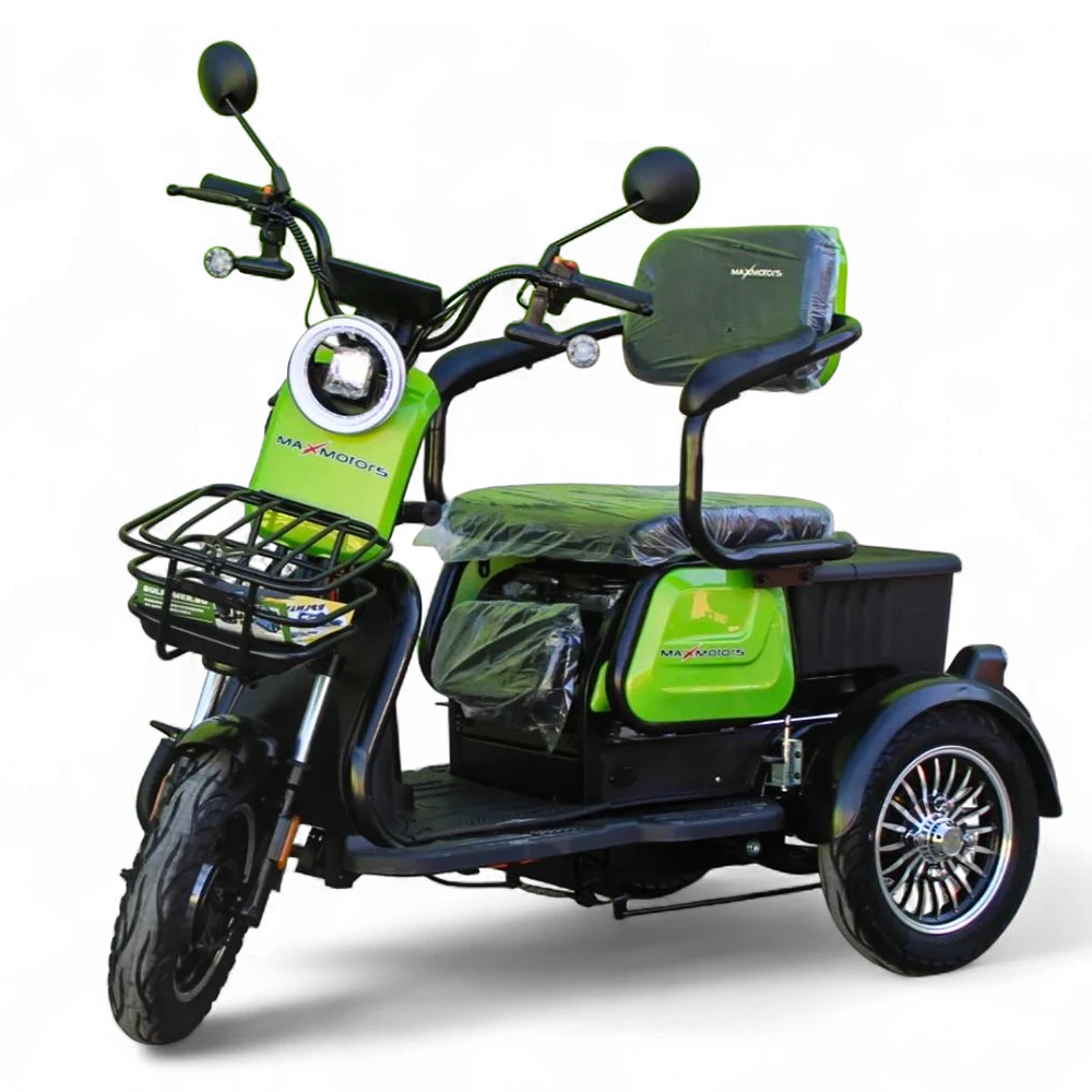 Електрическа триколка max motors x1 1500w, 48v, 20ah, зелен металик