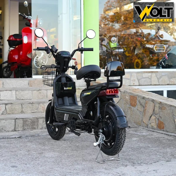 Двуместен електрически скутер велосипед с педали bullmax buzz 16" джанти, 750w, 12ah, черен лак