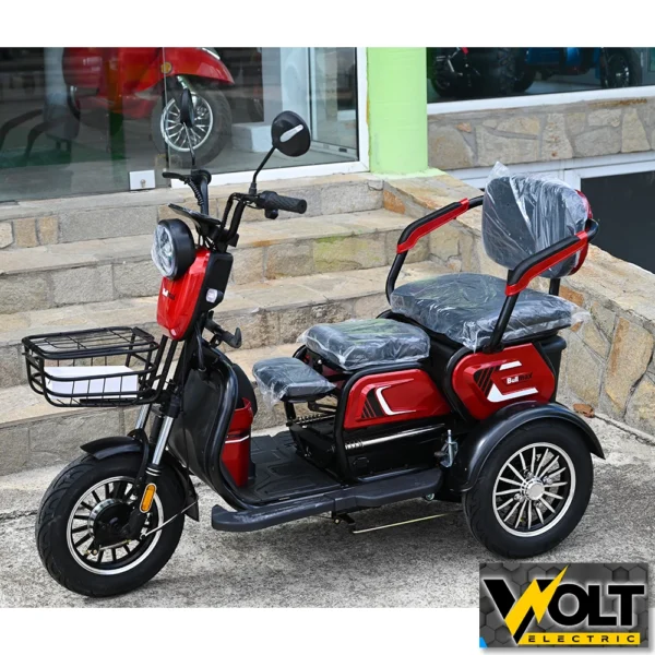 Електрическа триколка bullmax c1 max, големи 10'' гуми, 1500w, тъмночервено бордо, металик
