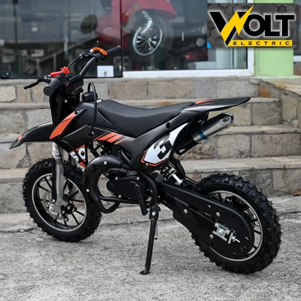 Детски бензинов кросов мотор, 50cc, dirt bike, двутактов двигател, оранжев