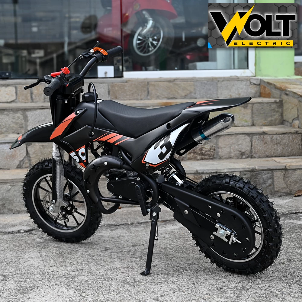 Детски бензинов кросов мотор, 50cc, dirt bike, двутактов двигател, оранжев