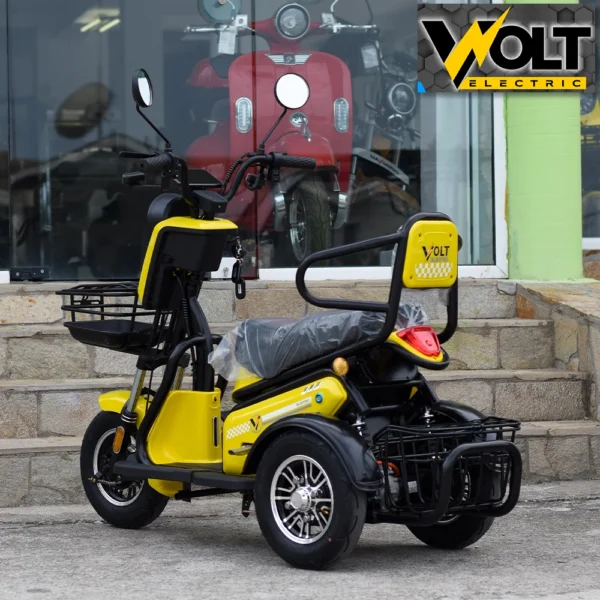 Двуместна електрическа триколка volt electric pudding pro 1800w, жълта