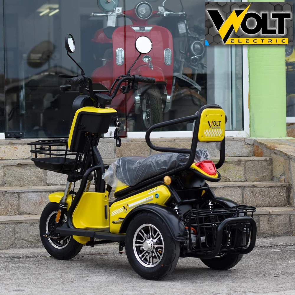 Двуместна електрическа триколка volt electric pudding pro 1800w, жълта