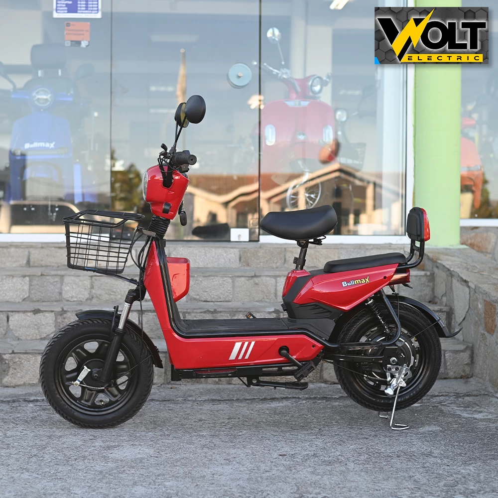 Двуместен електрически скутер велосипед с педали bullmax buzz 16" джанти, 750w, 12ah, червен