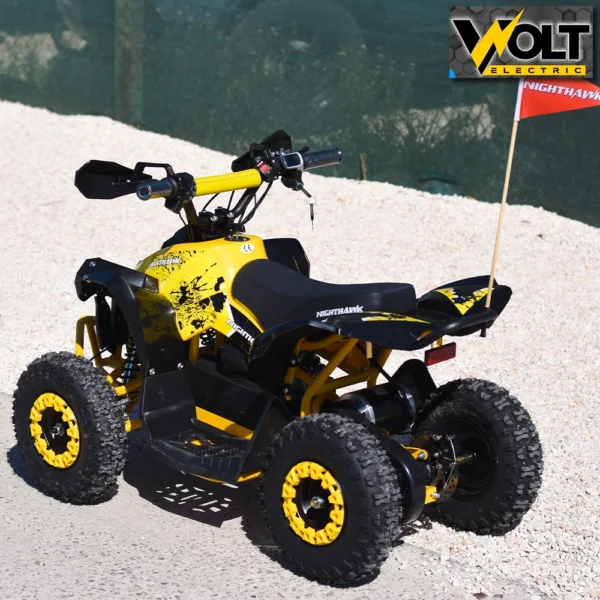 Детско електрическо atv nighthawk 1200w, 36v, yellow, с родителски контрол, музика и флаг