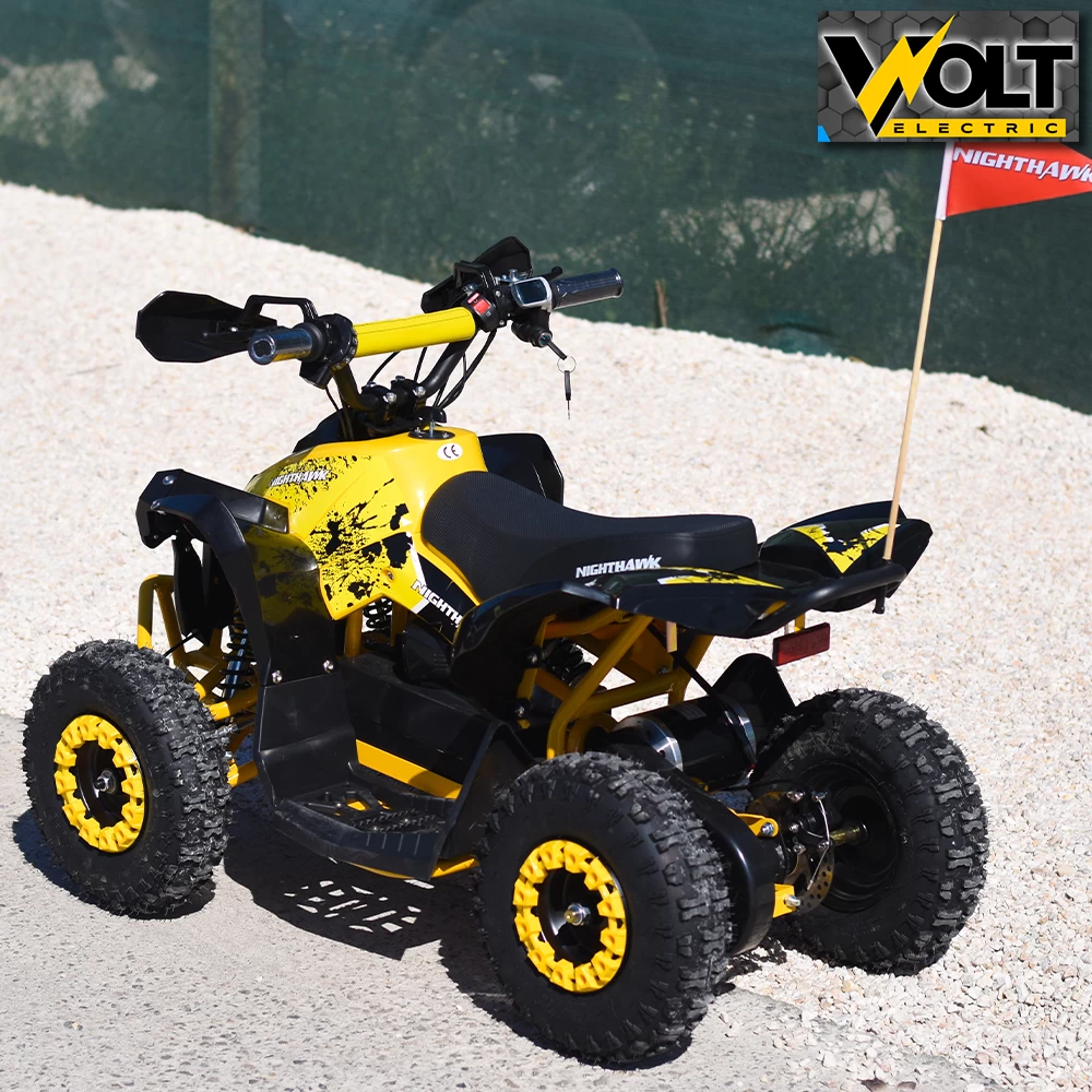 Детско електрическо atv nighthawk 1200w, 36v, yellow, с родителски контрол, музика и флаг