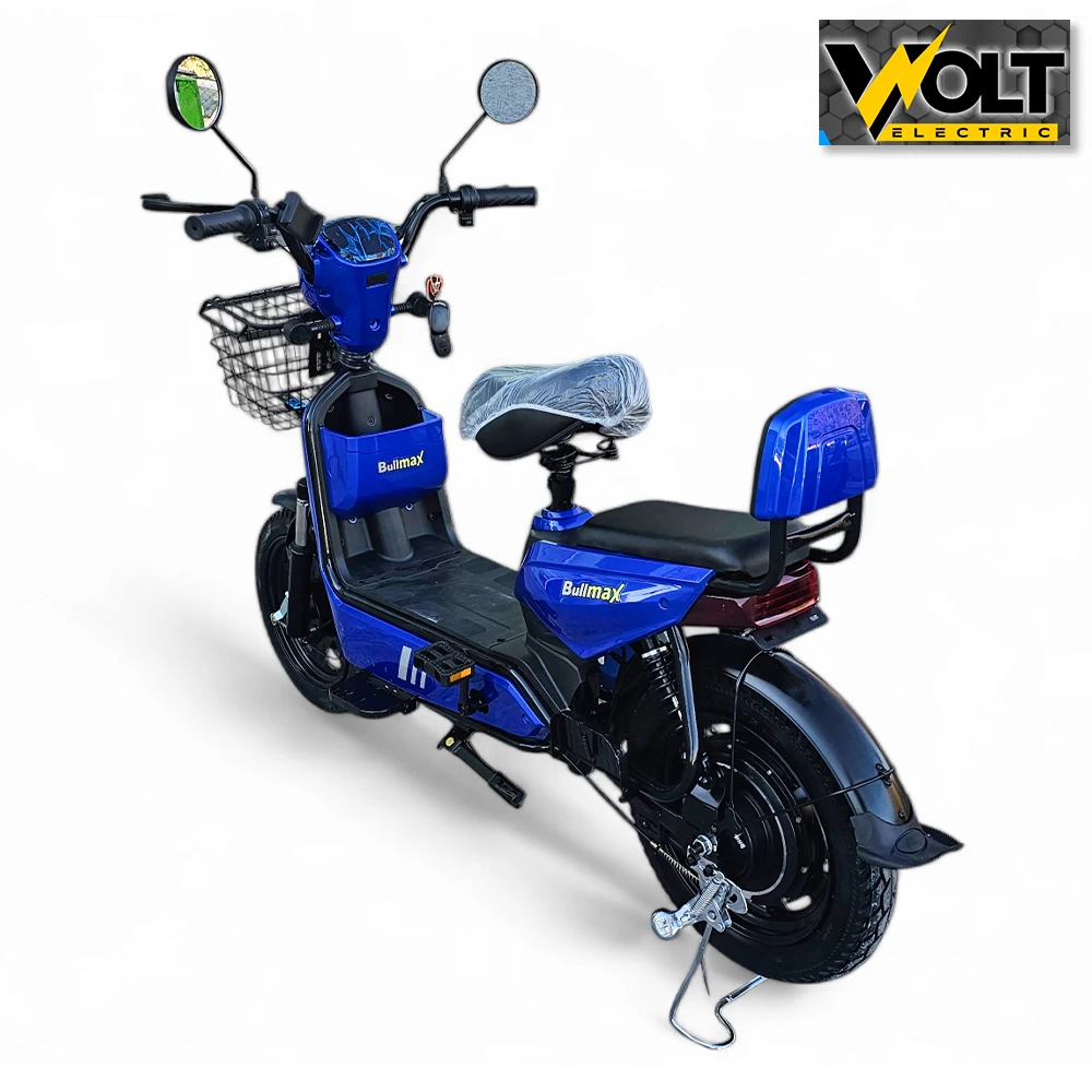 Двуместен електрически скутер велосипед с педали bullmax buzz 16" джанти, 750w, 12ah, син