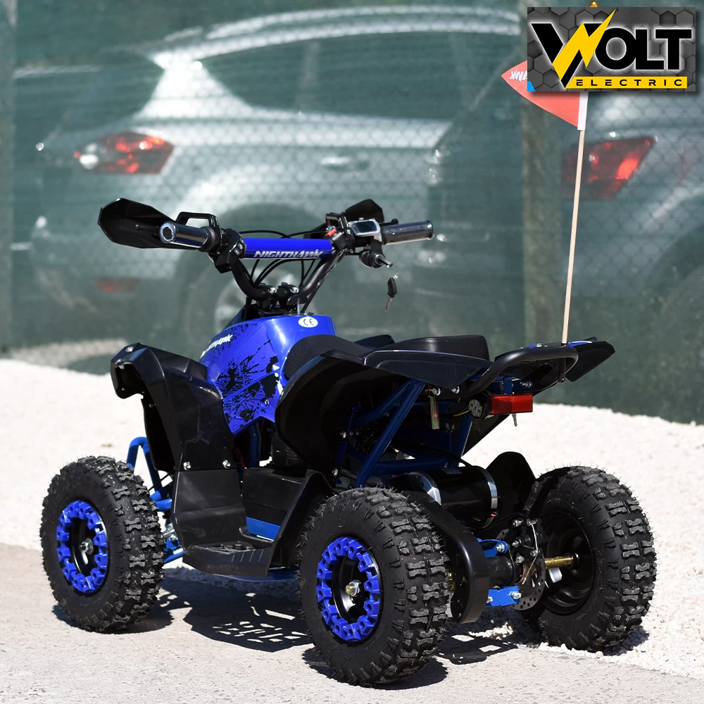Детско електрическо atv nighthawk 1200w, 36v, blue, с родителски контрол, музика и флаг