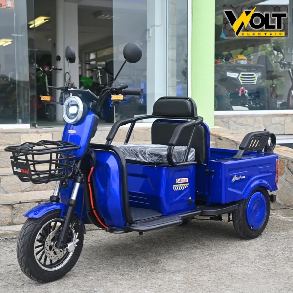 Двуместна cargo електрическа триколка bullmax a10 ce, 60v, 2800w, 20ah, синя