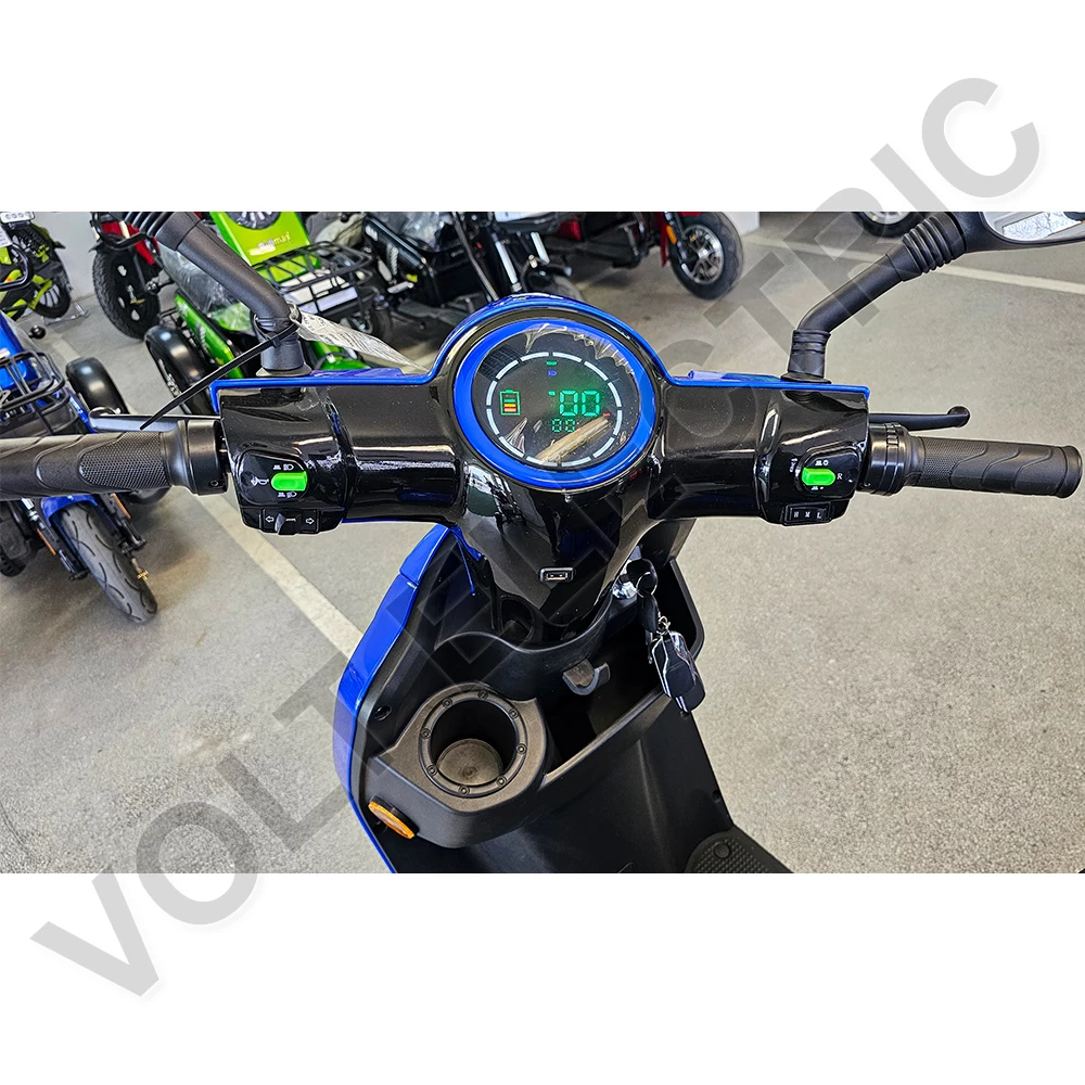 Премиум електрическа триколка volt electric fm1 led robot, с рекуперация и магнитна спирачка, 1500w, 60v, blue