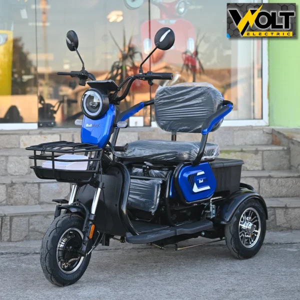 Триместна електрическа триколка bullmax c1 1500w, 20ah, синя
