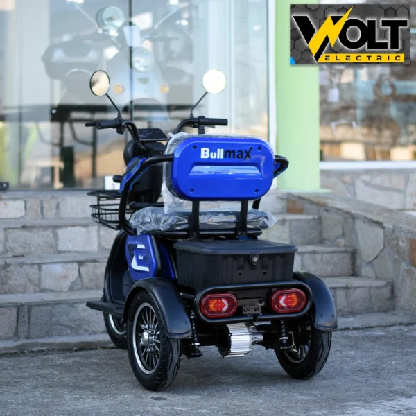 Триместна електрическа триколка bullmax c1 max, 1500w, големи 10'' гуми, тъмносин металик