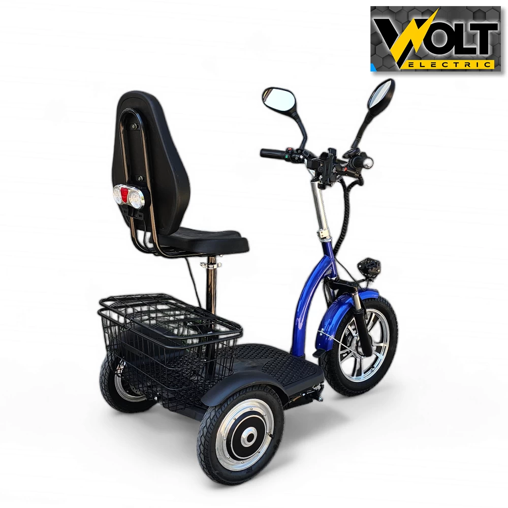 Електрическа триколка volt electric a3+ с два двигателя, задно задвижване, 1200w, 48v, blue