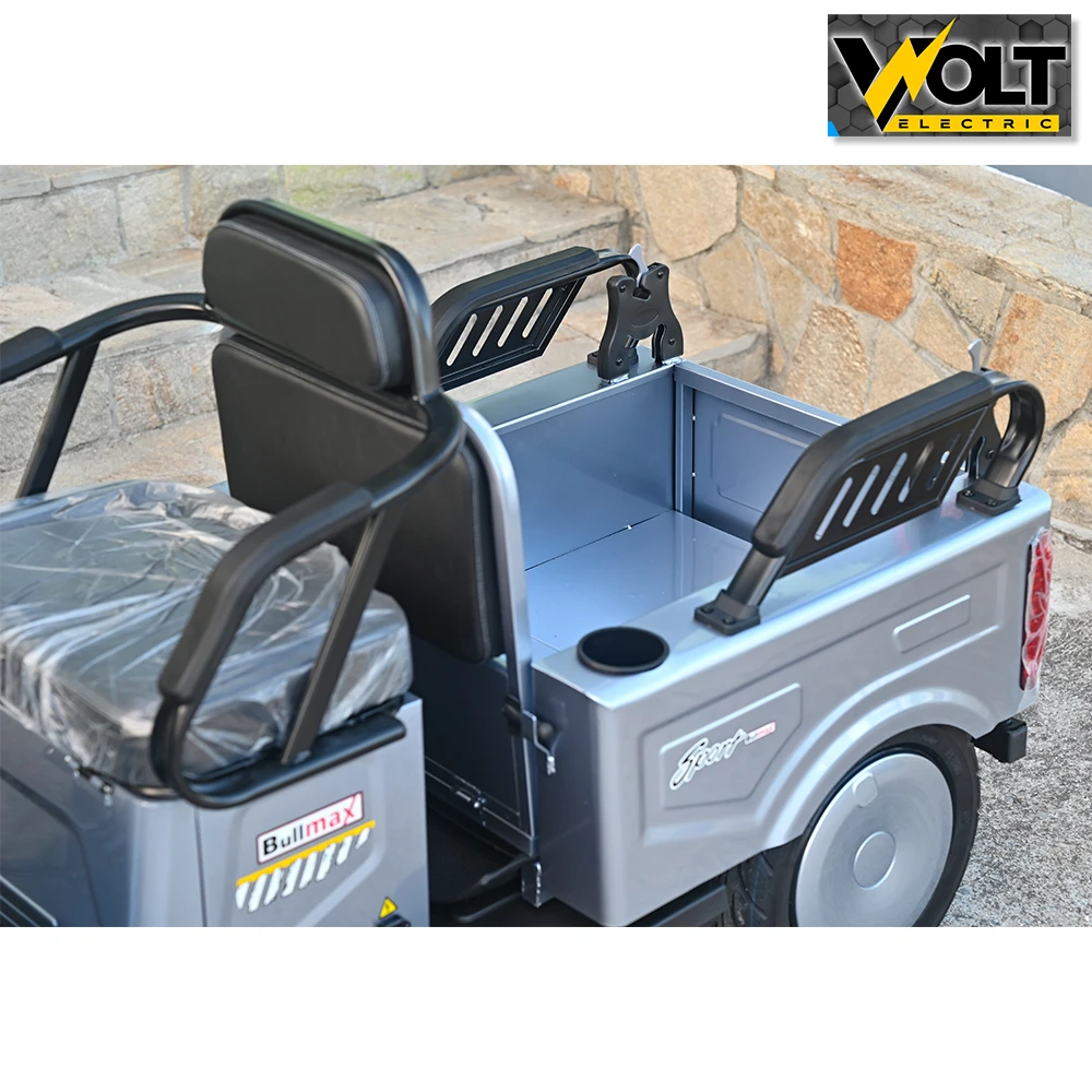 Двуместна cargo електрическа триколка bullmax a10 ce, 60v, 2800w, 20ah, сив металик