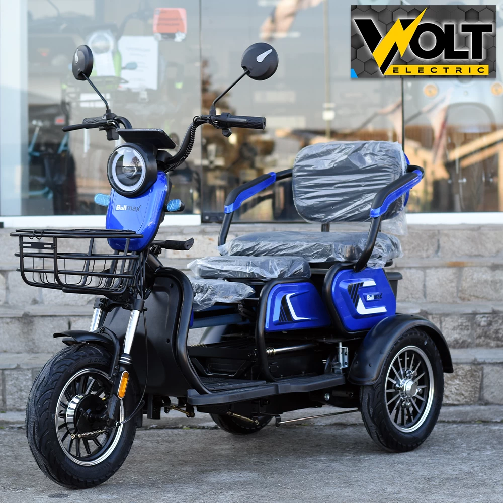 Триместна електрическа триколка bullmax c1 max, 1500w, големи 10'' гуми, тъмносин металик