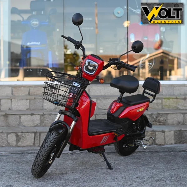 Двуместен електрически скутер велосипед с педали bullmax buzz 16" джанти, 750w, 12ah, червен