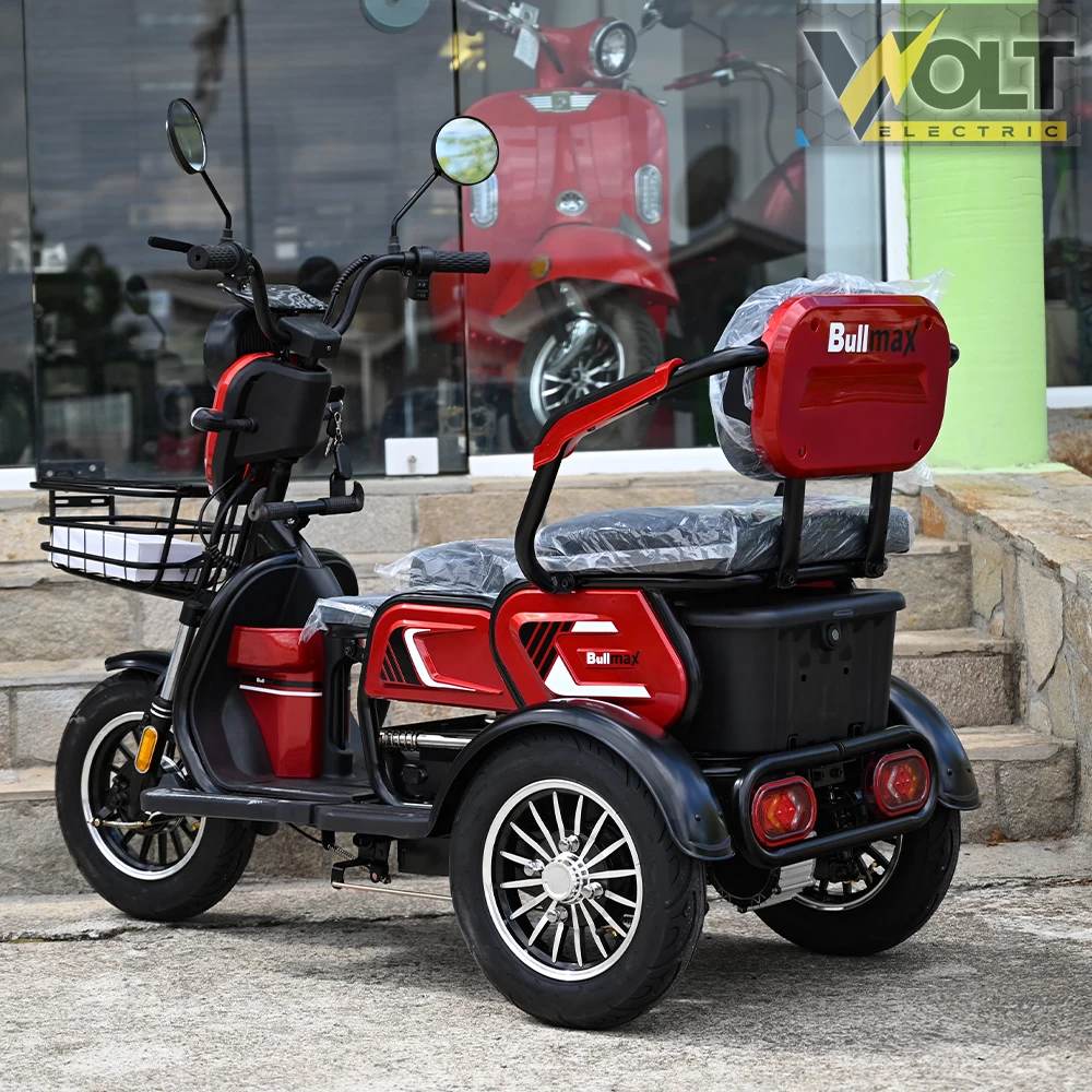 Електрическа триколка bullmax c1 max, големи 10'' гуми, 1500w, тъмночервено бордо, металик