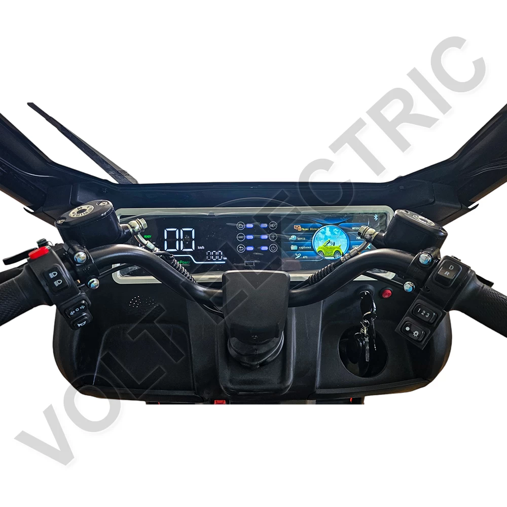 Двуместна карго триколка max motors с покрив, led бар и аудио система, камера, 2000w, 60v