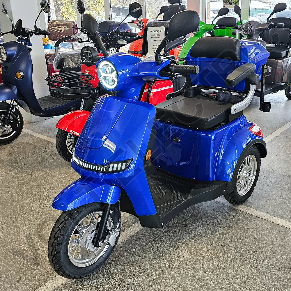 Премиум електрическа триколка volt electric fm1 led robot, с рекуперация и магнитна спирачка, 1500w, 60v, blue