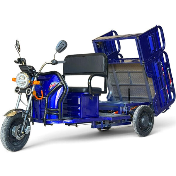 Триместна товарна електрическа карго триколка, 3500w, 600кг товароносимост, мощни батерии, 80км пробег, bullmax b2000