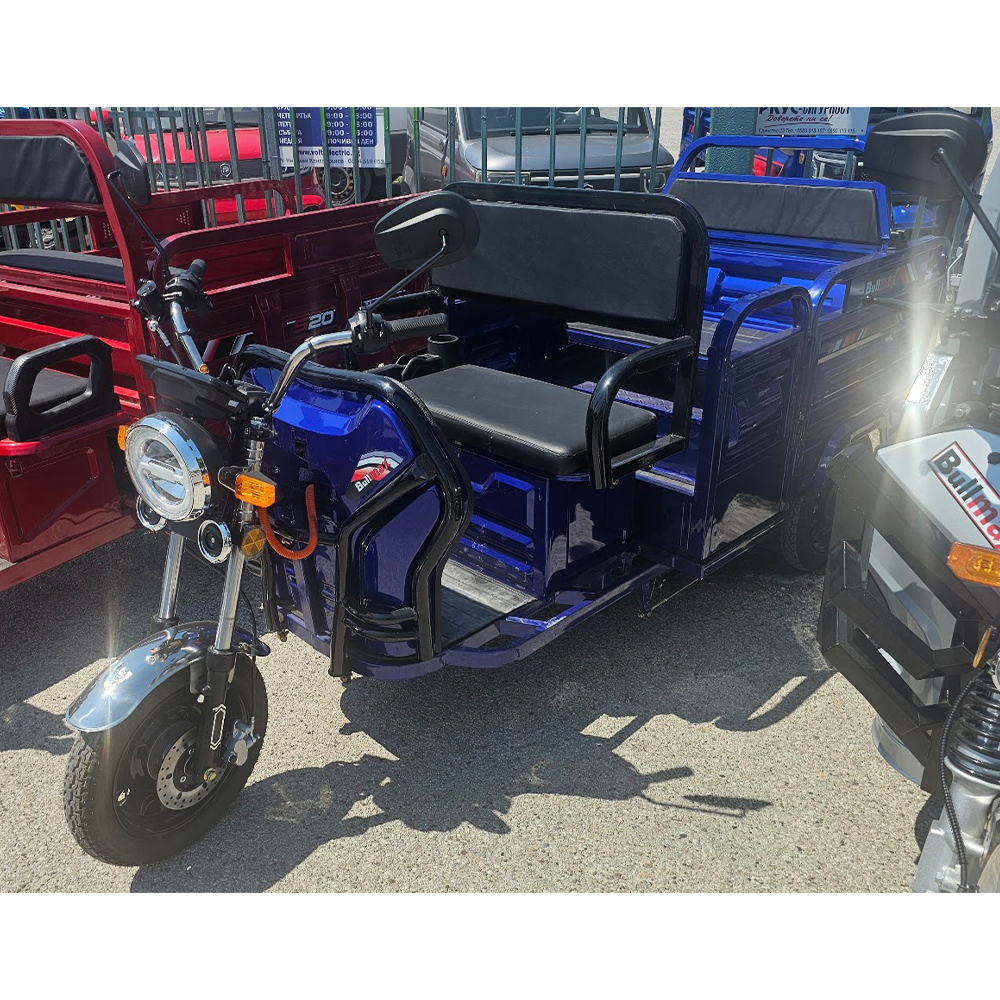 Триместна товарна електрическа карго триколка, 3500w, 600кг товароносимост, мощни батерии, 80км пробег, bullmax b2000