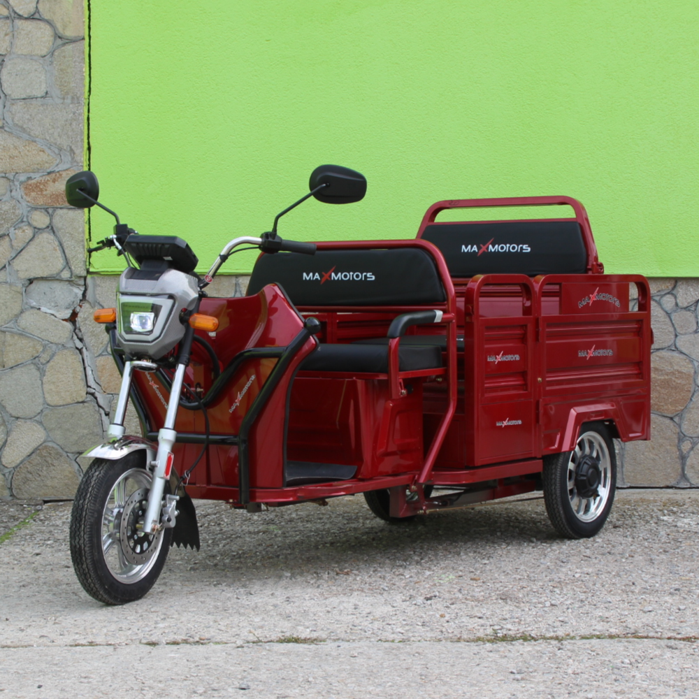 Триместна товарна електрическа триколка max motors go pro 2000w, (трансформираща се)