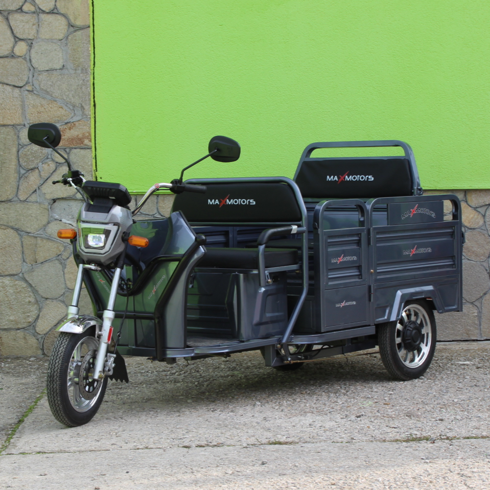Триместна товарна електрическа триколка max motors go pro 2000w, (трансформираща се)
